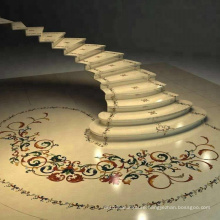 Beautiful medallion decorative natural beige marble stair tread